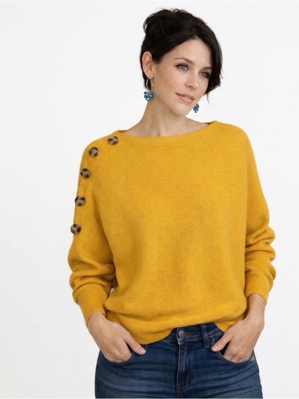 Love at First Find Mustard Sweater with Button Accents